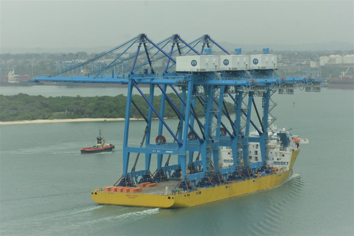 New gantry cranes being delivered to the port by sea
